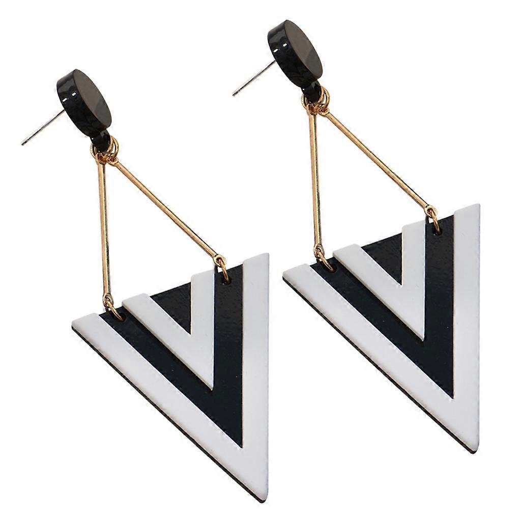 Triangle-Stud Earring Minimalist Acrylic Pendant Stripe Pattern Charm Earring