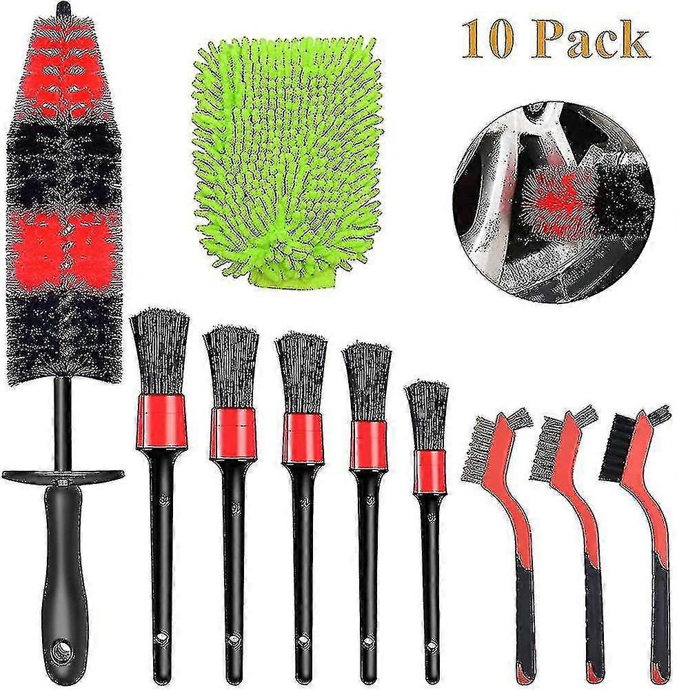10pcs Detailing Brush Set For Cleaning Wheels Interior Cleaning Kit Including