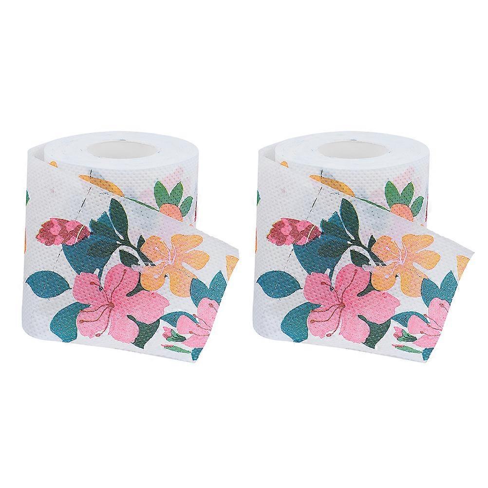 2 Rolls of Colorful Printed Roll Paper Toilet Paper Exquisite Handkerchief Paper