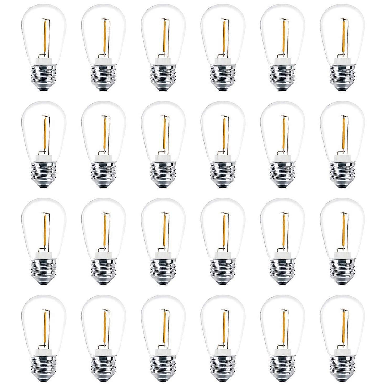 24 Pack 3V LED S14 Replacement Light Bulbs, Shatterproof Outdoor Solar String Light Bulbs, Warm Whi