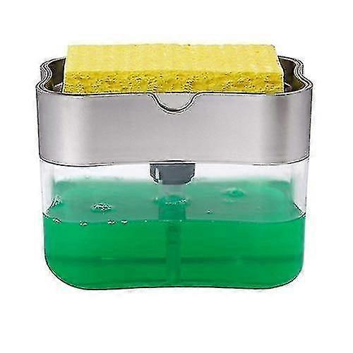 Soap Dispenser Pump With Sponge Holder, 1-Pack, Grey