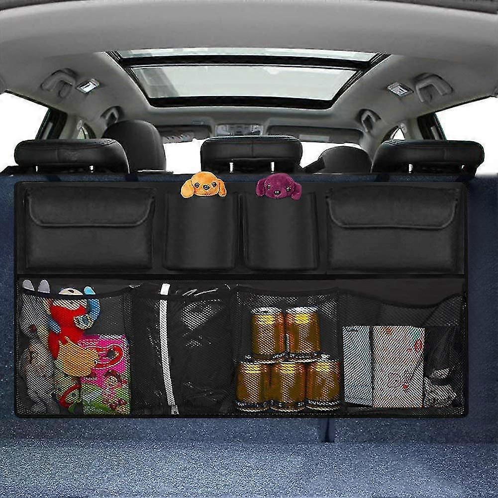 Piao Car Boot Organiser Back Seat, 8 Pockets Keep Car Clean And Organized, Durable Foldable Cargo Net Storage For More Trunk Space, Secure Car Organiz