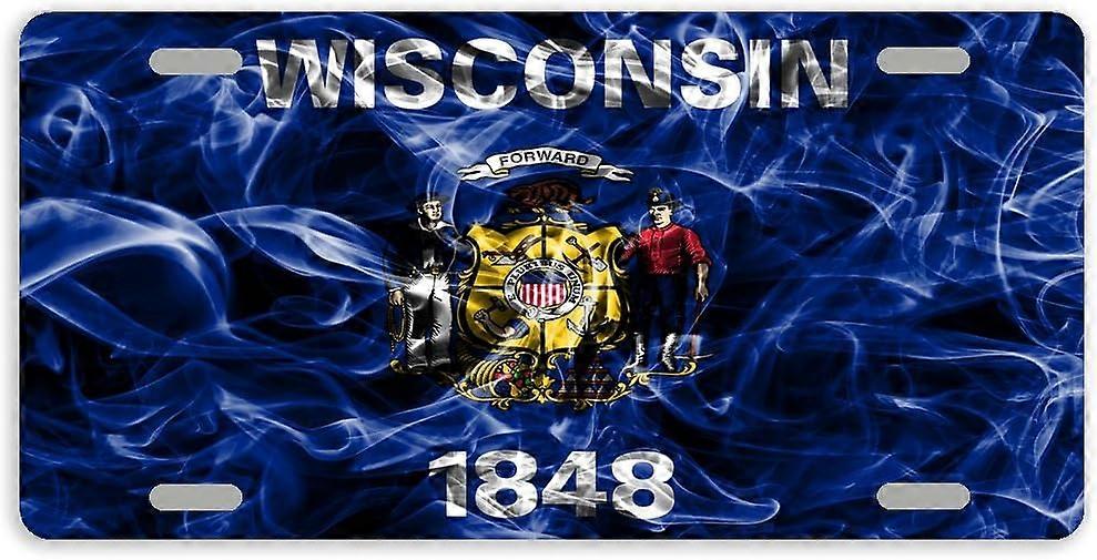 Wisconsin State Flagge Metall Auto Tag Auto Tag Nummernschild Abdeckung mit 4 Löchern 12 x 6 Zoll