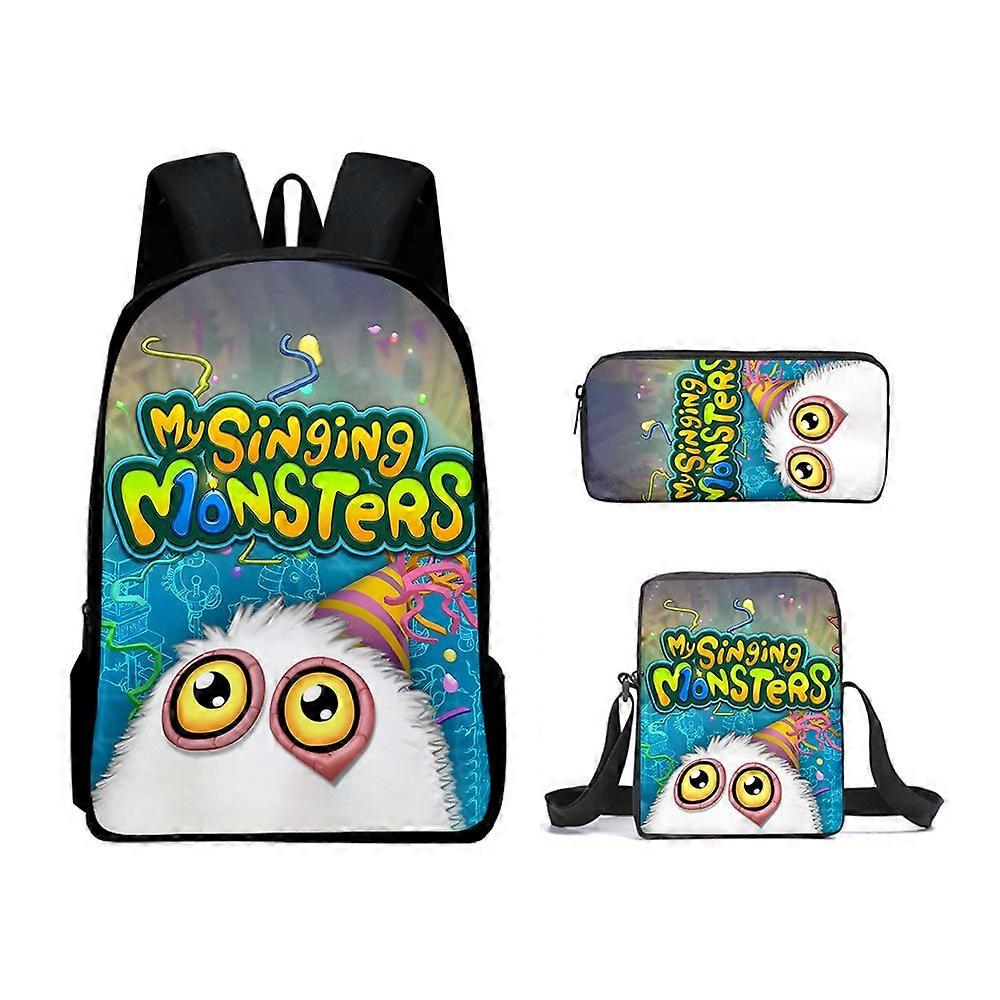 My Singing Monsters Monster Konsert Skolväska Axelväska Axelväska Pennfodral Ryggsäck Tredelat set Barnpresenter
