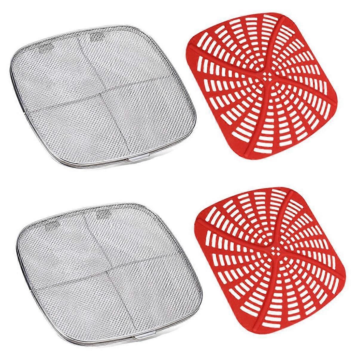 Écran anti-éclaboussures et joint en silicone combinaison déflecteur réutilisable de remplacement pour gril intérieur de friteuse à air, rouge