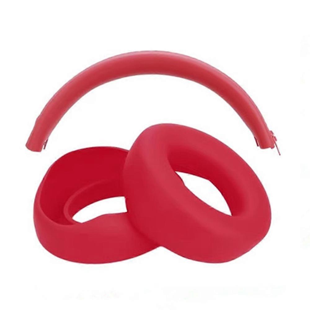 For Beats Studio 3 Headphones Silicone Case Set Earpad Cushion Cover Headband Protector - Red