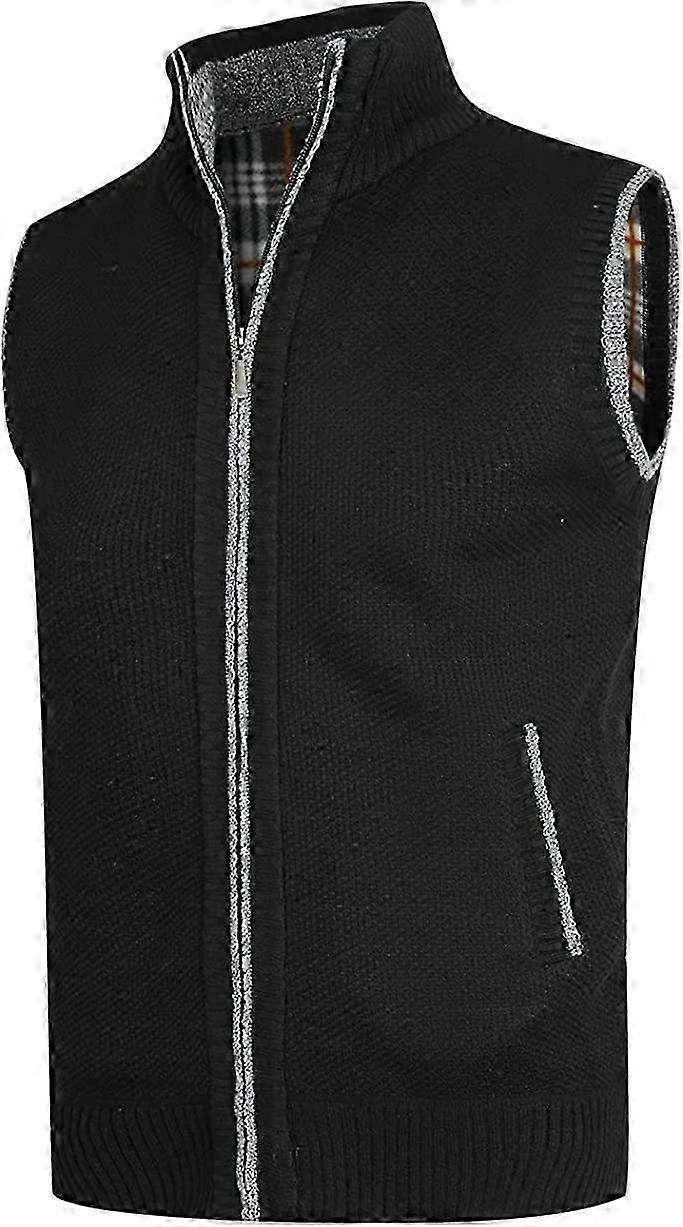 Winter Thick Men's Knitted Vest Wool Lining Cardigan
