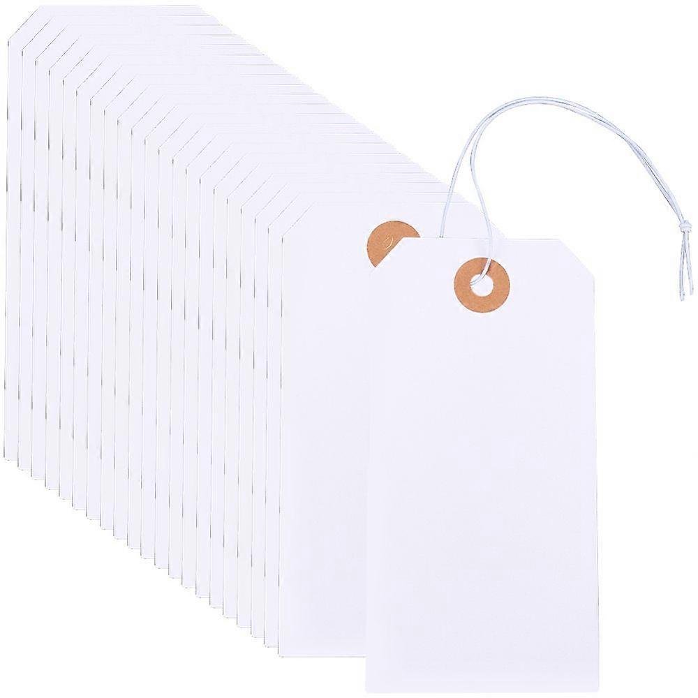 100Pcs Blank Paper Price Tags with Cord Rectangle White 24.5~24.8cm