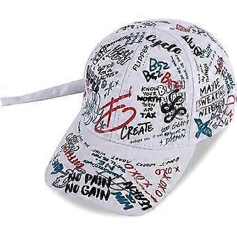 Gorra de béisbol ajustable de graffiti unisex sombreros snapback de algodón hip hop para hombres y mujeresBlanco