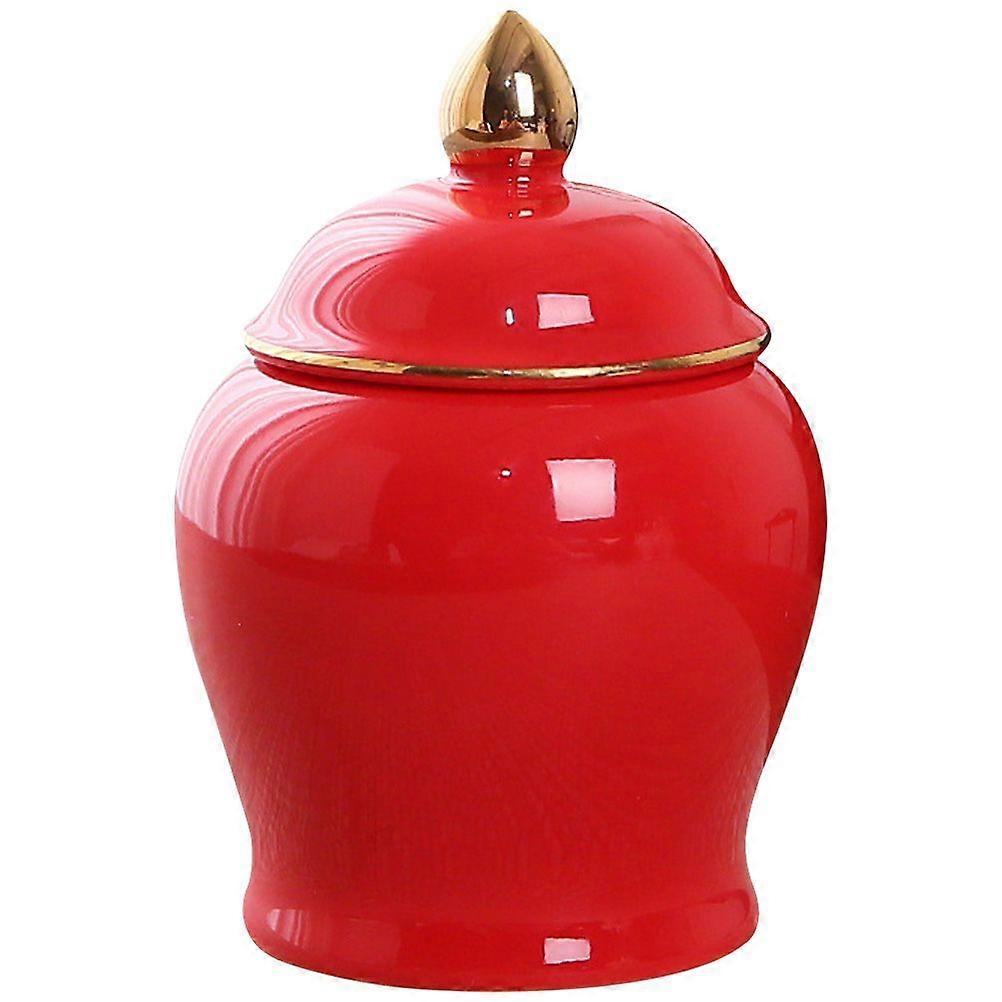 Solid Color Tea Storage Jar Ceramic Canister Multi-function Tea Canister Household Storage Canister