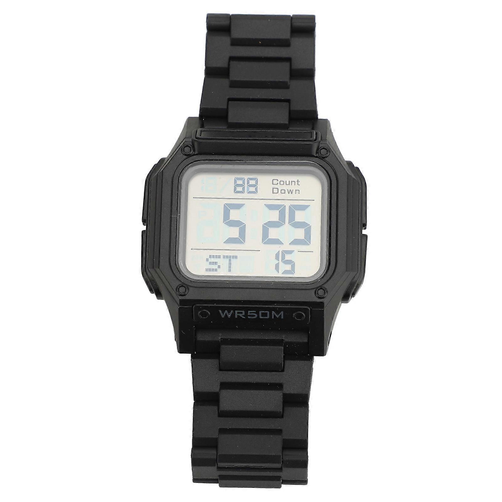 Digital Watch: 50m Waterproof with Backlit Display, Alarm, Stopwatch, Countdown, and Dual Time Functions