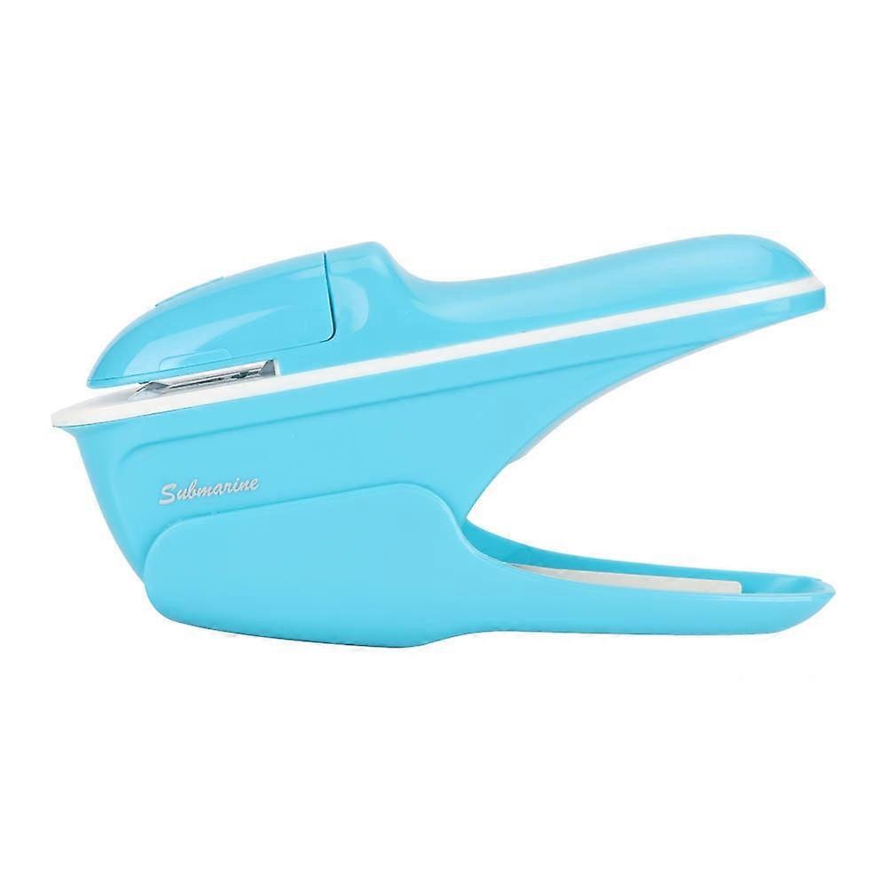 ABS No Staple Stapling Machine Book Paper StaplE Free Stapler Binding Hand Tool(Blue)
