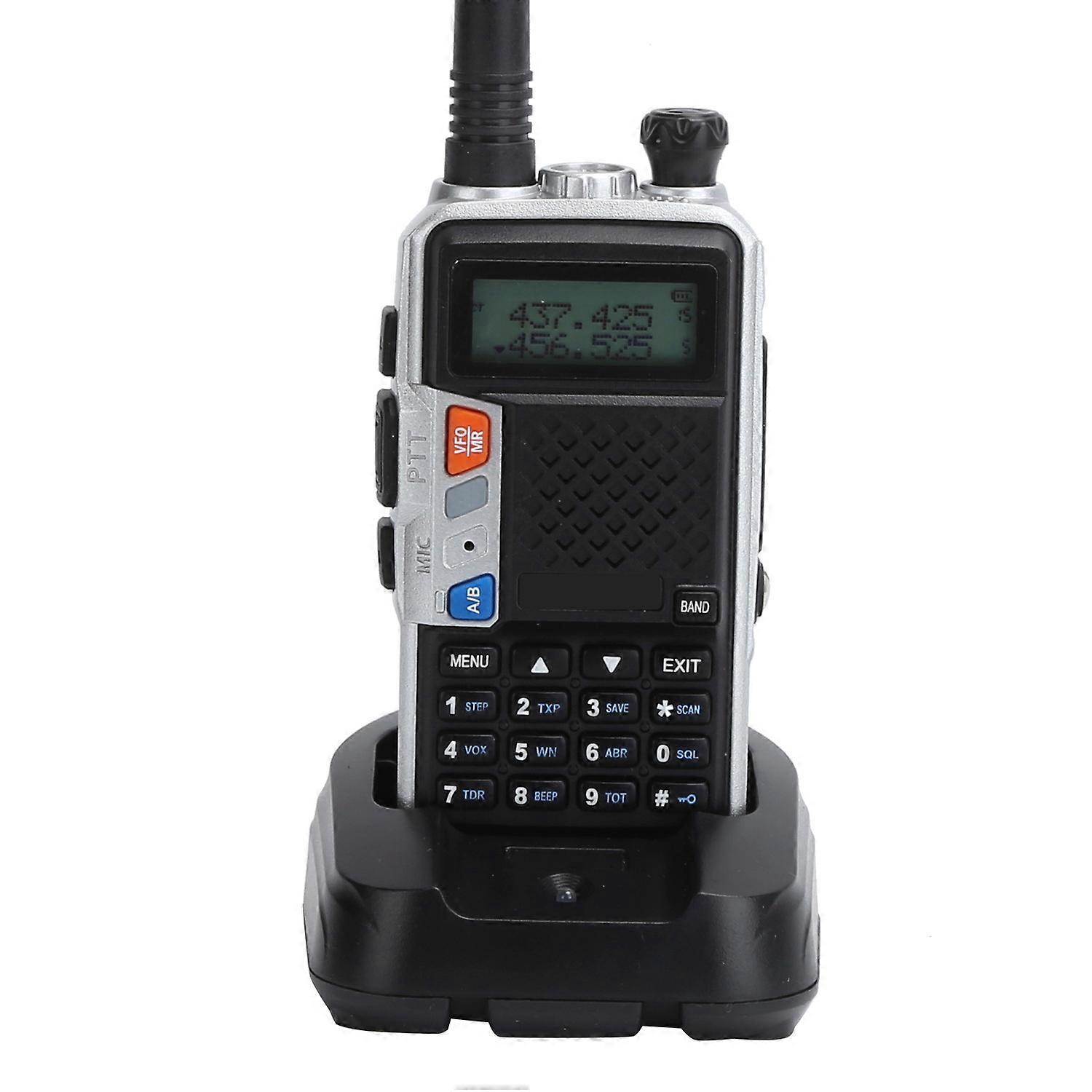 Tragbares Walkie-Talkies-Kit Handheld-LCD-Display Walky Talky mit hinterem Clip 100-240VSilver EU-Stecker 1
