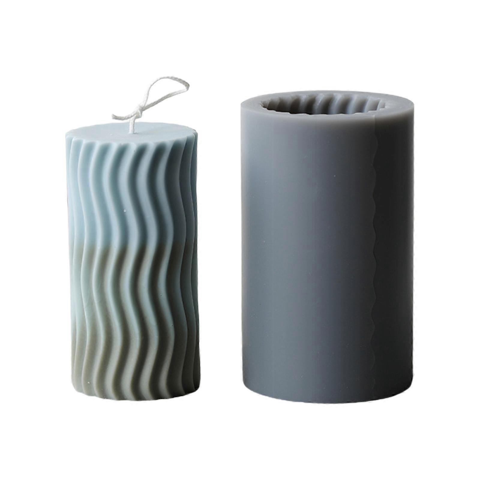 3D Cylinder Stripe Wave Candle Mold Silicone Clay Soap Mould for Making Soy Wax Beeswax Candles Handmade