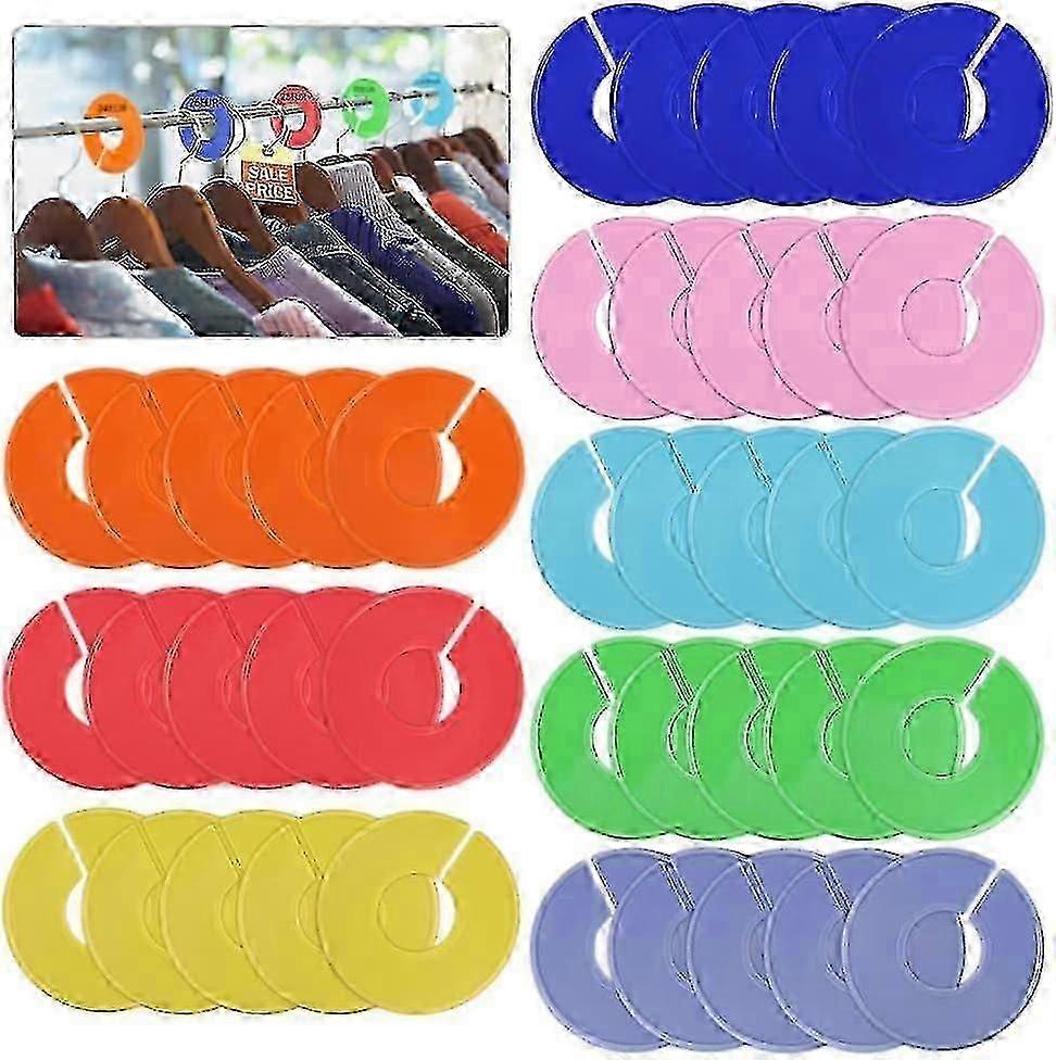 Clothing Rack Size Dividers - Colorful Wardrobe Hanger Separators (Pack of 40)