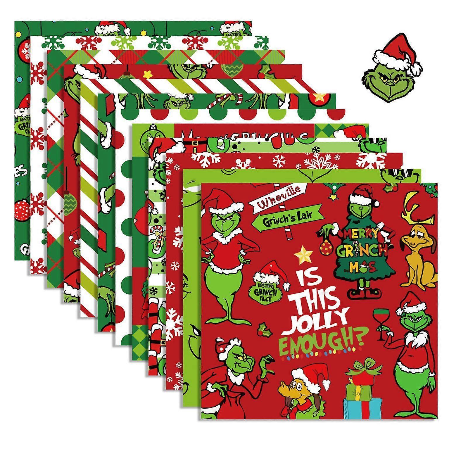 12 Designs Christmas Scrapbook Paper 24 Sheets Grinch Pattern