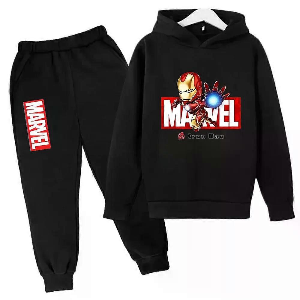 마블 아이언맨 키즈 후드 티셔츠 2개 세트 트랙수트 소년 소녀 봄 가을 겨울 스웨트셔츠 옷 슈퍼히어로 후드 팬츠 정장