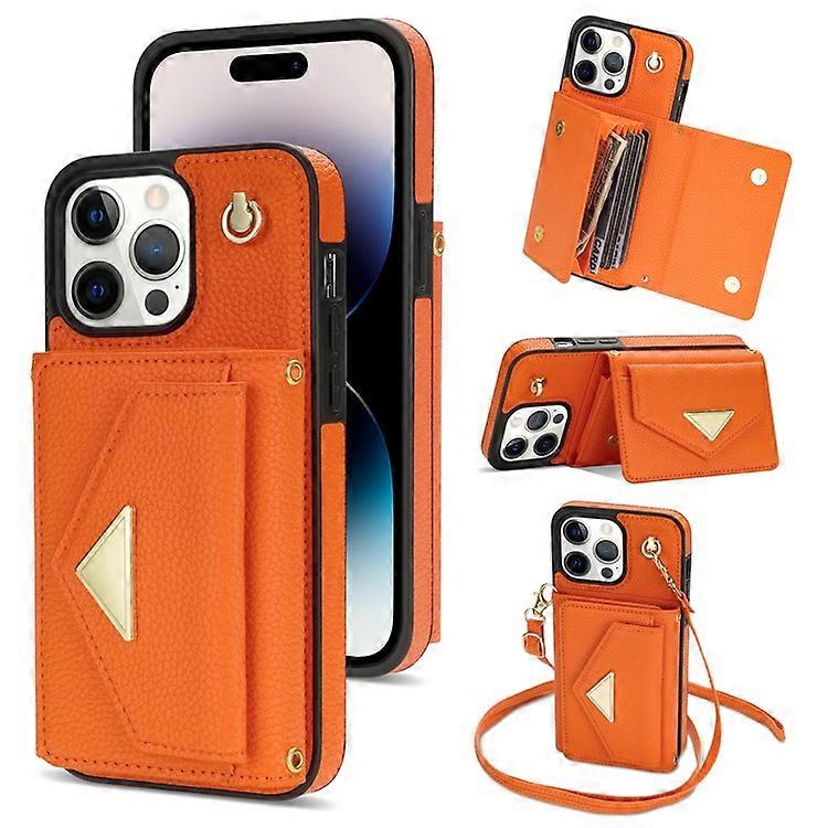 Compatible For iPhone 16 Pro Max Case Card Slots PU+TPU Cell Phone Cover with Long Strap