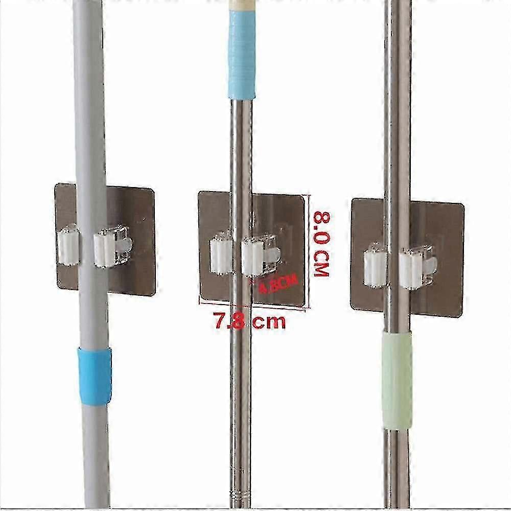 unique Self-adhesive Broom Mop Holder Wall Suction Clip Hook 2pcs