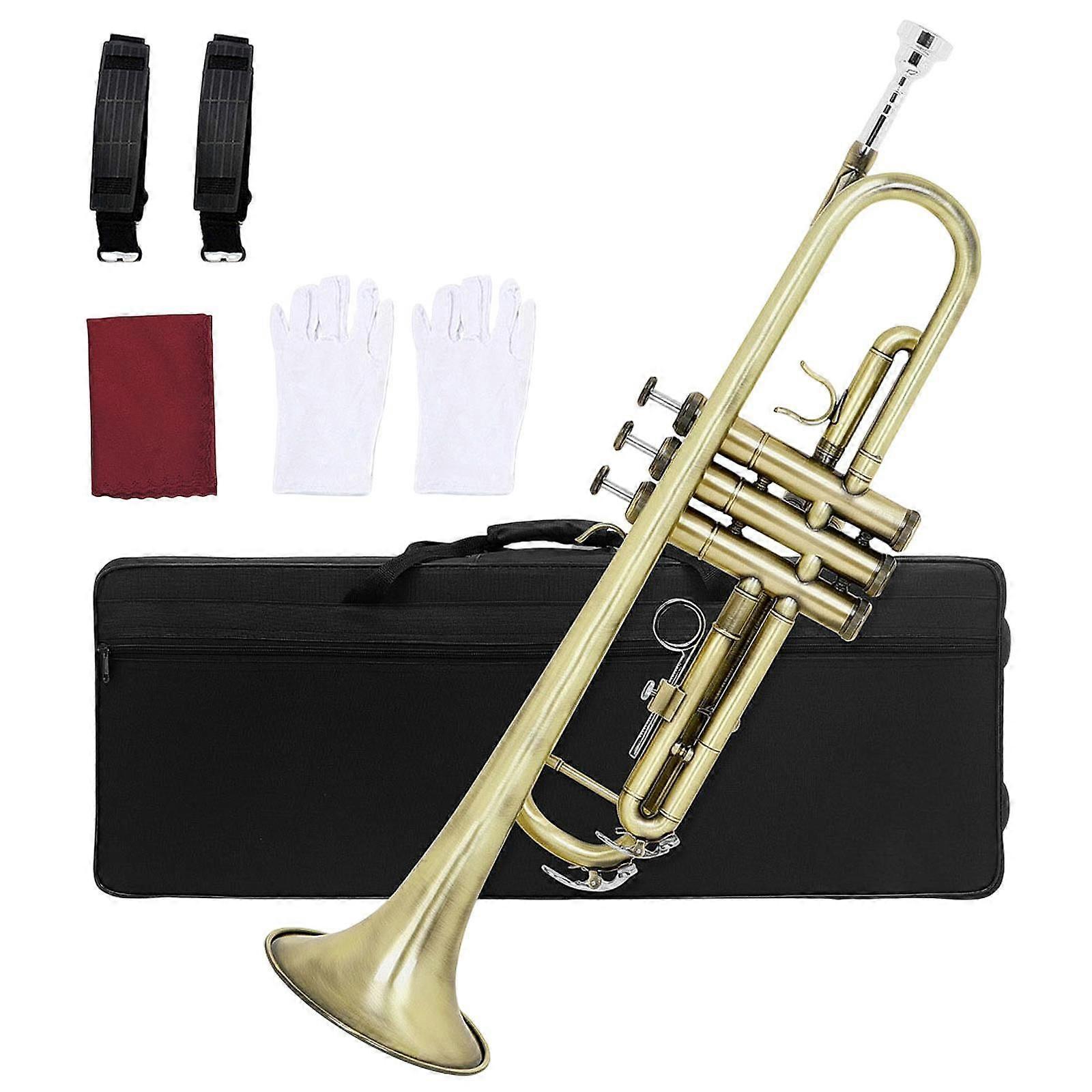 BB Trumpet Set Mouthpiece and Gloves with Carrying Case for Beginner Student