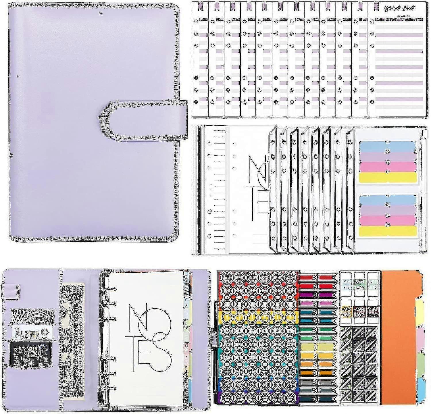 A6 Budget Binder With Zipper Envelopes Pu Leather Refillable Money Saving Binder