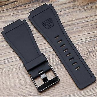 24 mm para Ross Br001 Br003 Correa de reloj de silicona de repuesto Botón negro