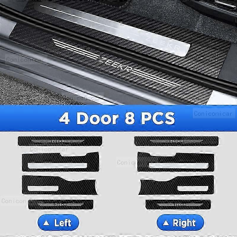 متوافق ل ZEEKR 001 EV Auto Backdoor Guard عتبة الباب دواسة ملحقات نسيج ألياف الكربون تصميم الجلود PU سيارة ملصق تقليم