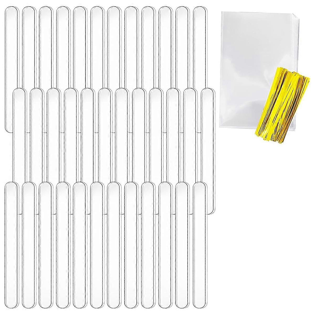 50Pcs Acrylic Popsicle Cakesicle Sticks and Wrappers Set