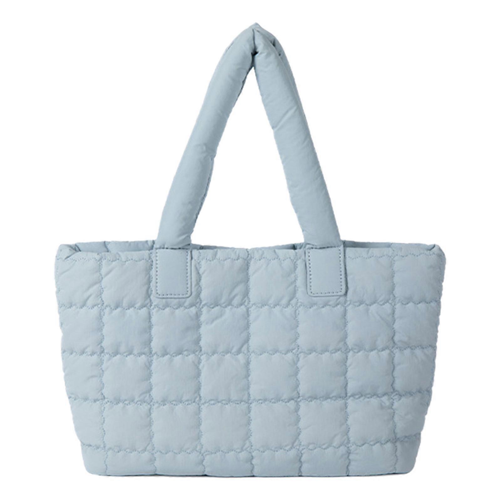 Quilted Puffer Bag Spacious Handbag With Comfortable Handle Shoulder Bag For Daily Use Commuting And Casual Outings Blue