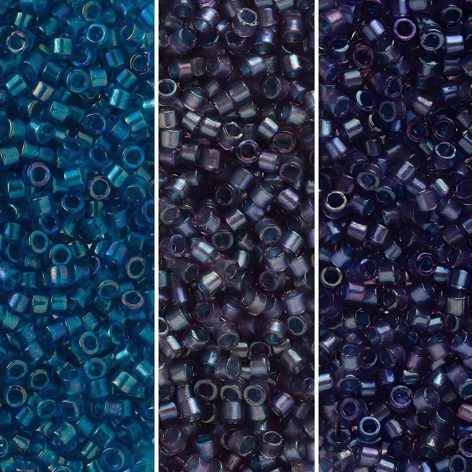 Lined with blue seed beads, suitable for jewelry making, size 11/0
