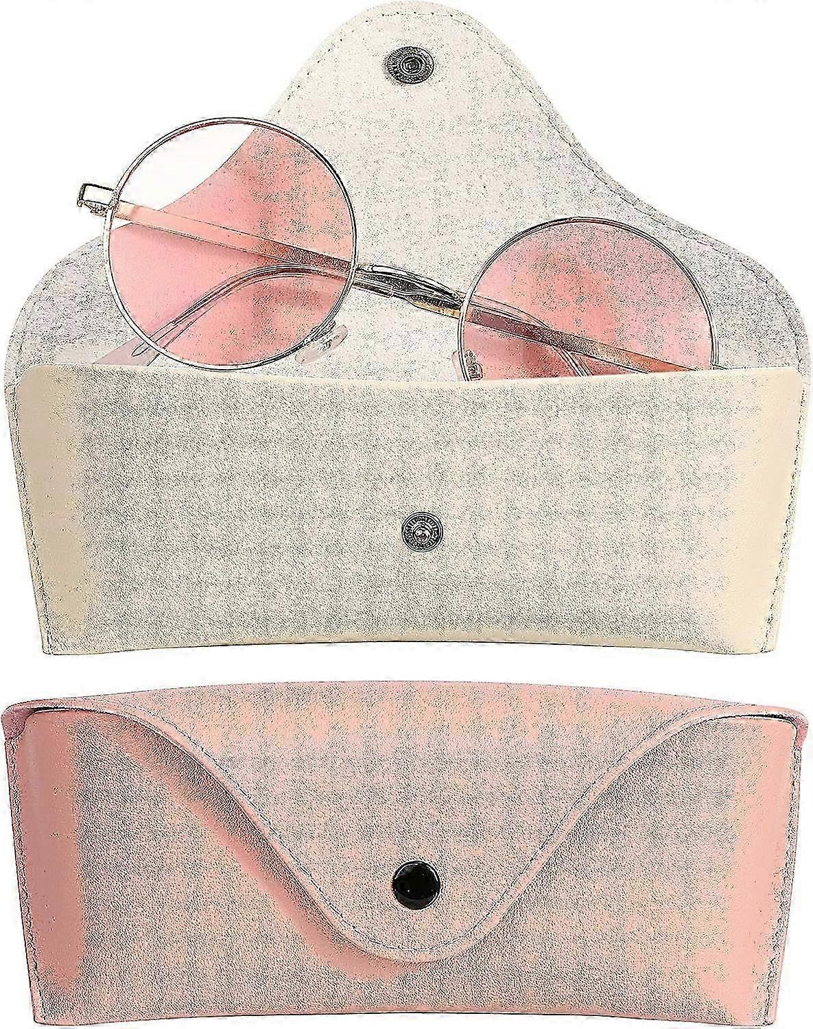 Brillenetui aus Leder (2er-Pack) - Tragbares Reise-Slip-In Soft aus Pu-Leder