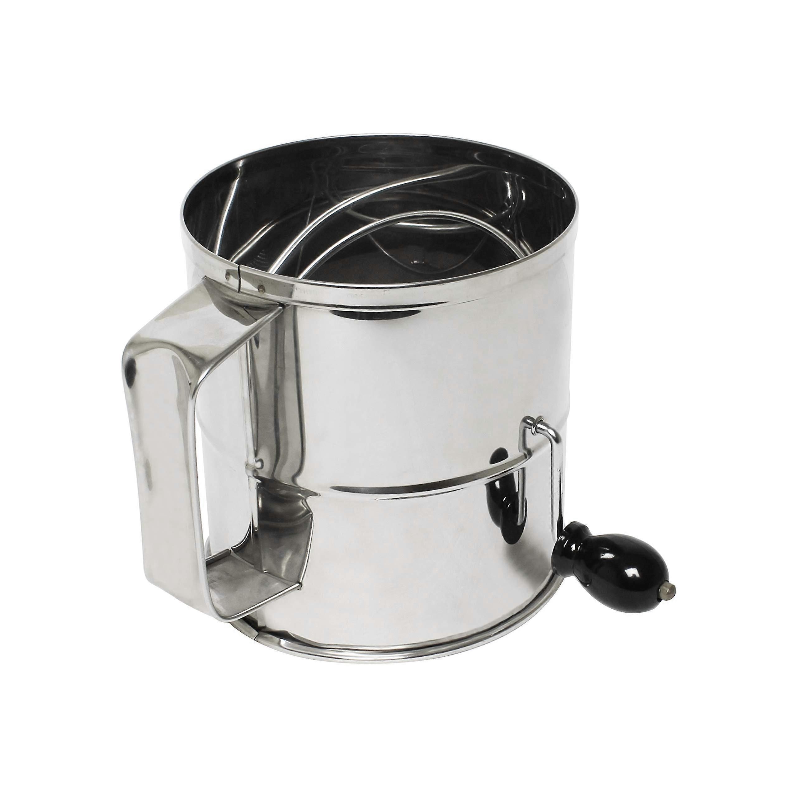 Silver Flour Sifter with 8 Cup Capacity, Stainless Steel Construction, Ideal for Baking and Cooking