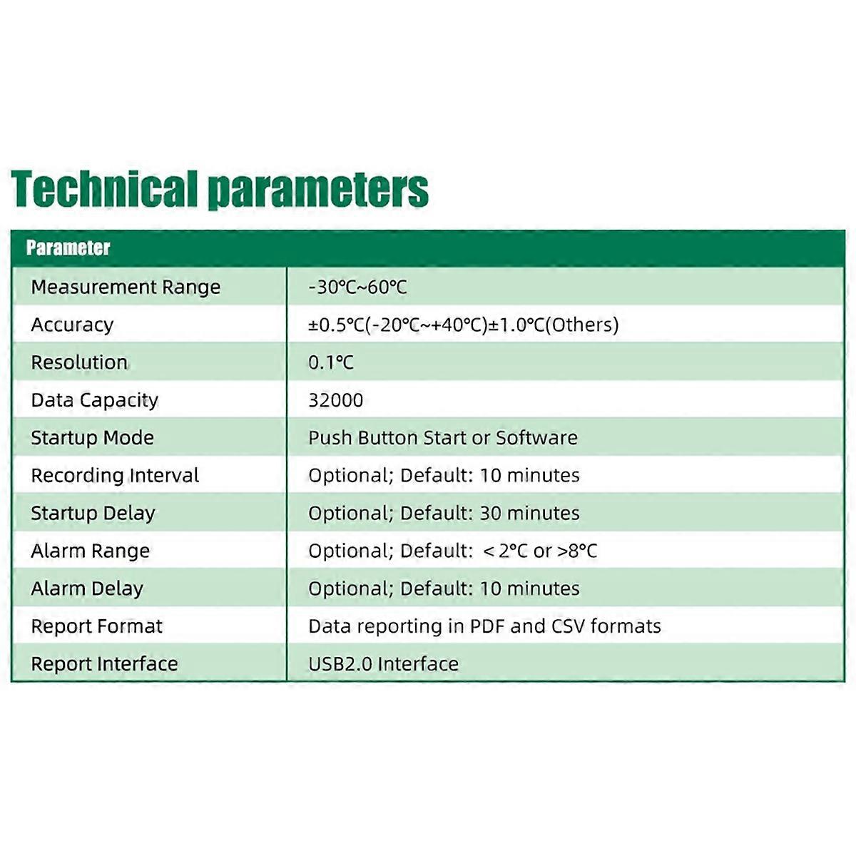 TempG04 USB Temperature Data Logger Export to CVS&PDF 32000 Points Capacity for Fruit Vegetable Lab