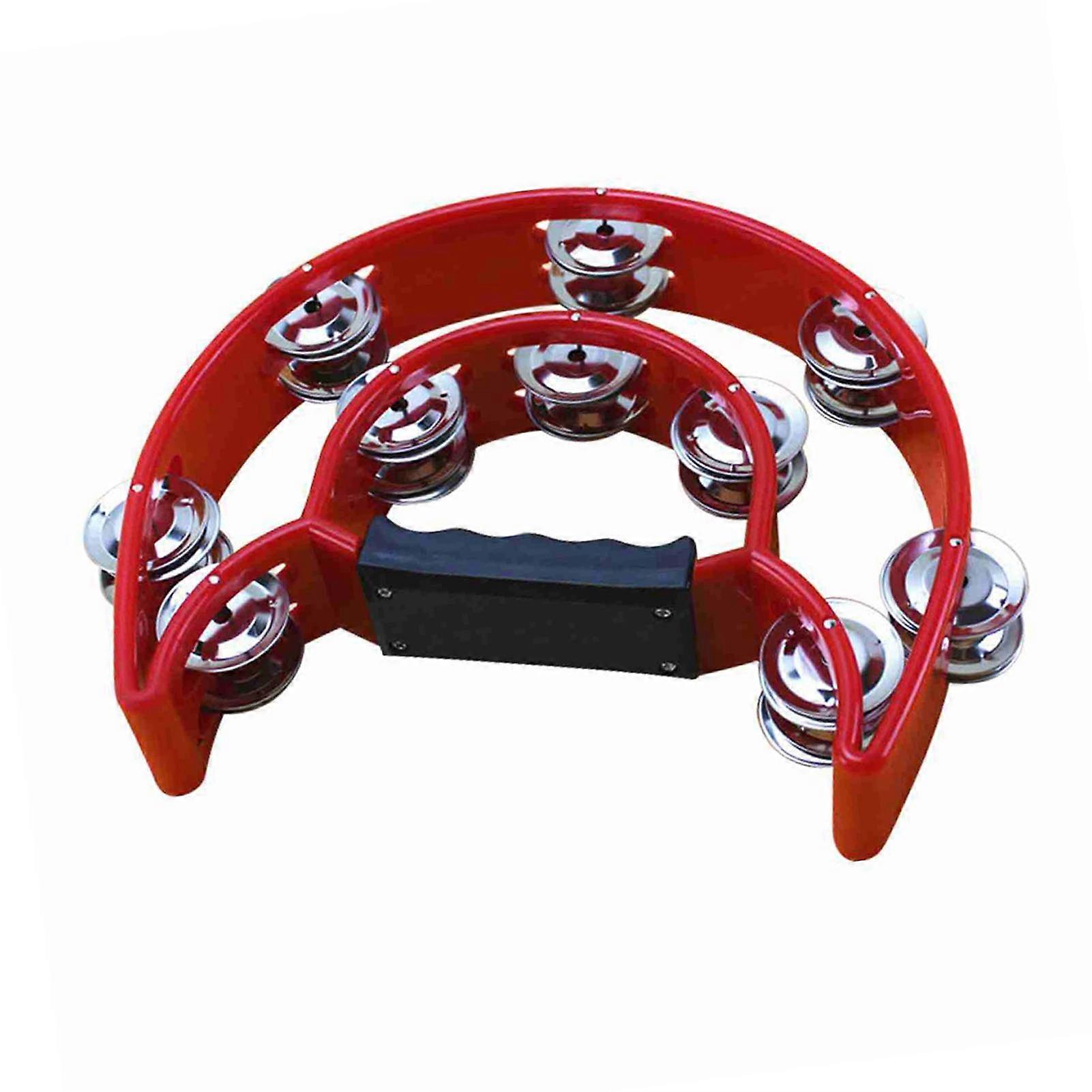 Handheld Tambourine Double Row Handbell Ergonomic Handle Grip Tambourine for KTV Party R