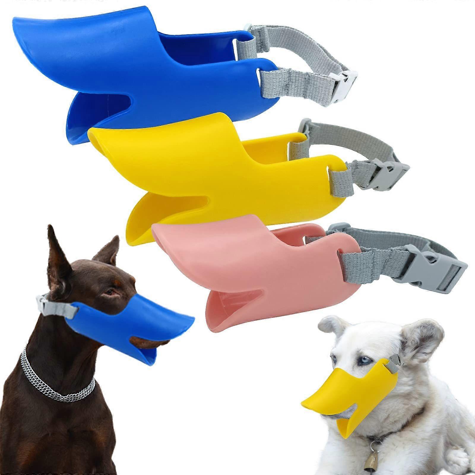 Dog Muzzle - Silicone Dog Muzzle Anti-Barking Chew, Cute Duck Shape, Anti-Bite Adjustable Ring Pet Muzzle (Small, Medium, Large)