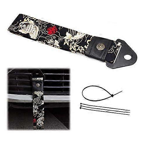 Ancient Japanese Antiquity Element Tow StrapCar Modification Sports Trailer Belt with Combination of Koi Traction Rope Trailer Hook Fit for Decorative