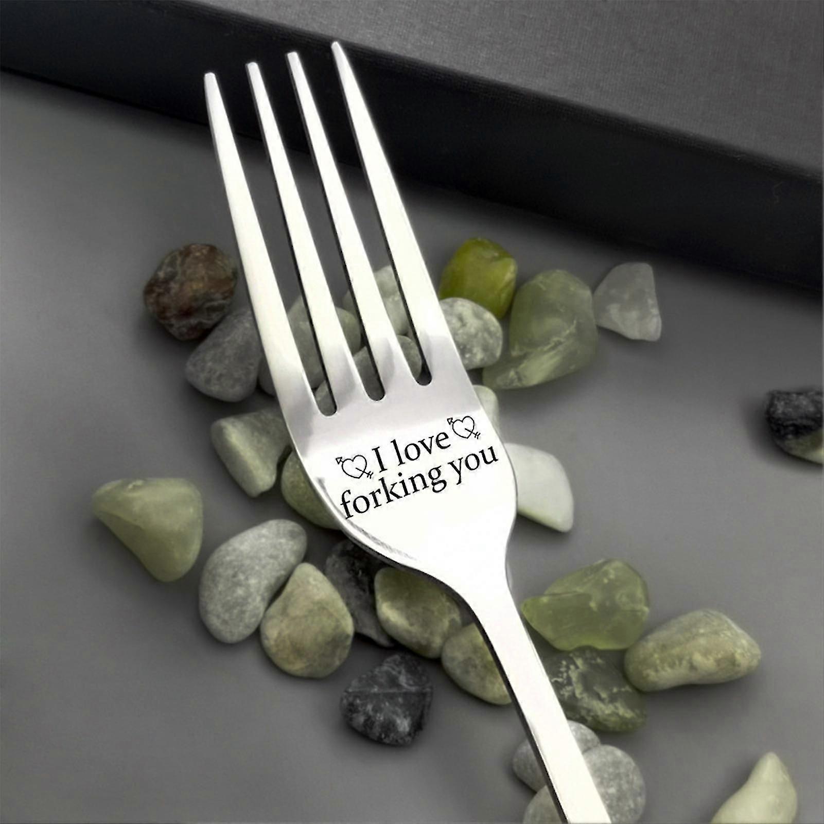 Engraved Message Stainless Steel Fork I Forking Love You Silver Forks For Men Women Boyfriend Girlfriend