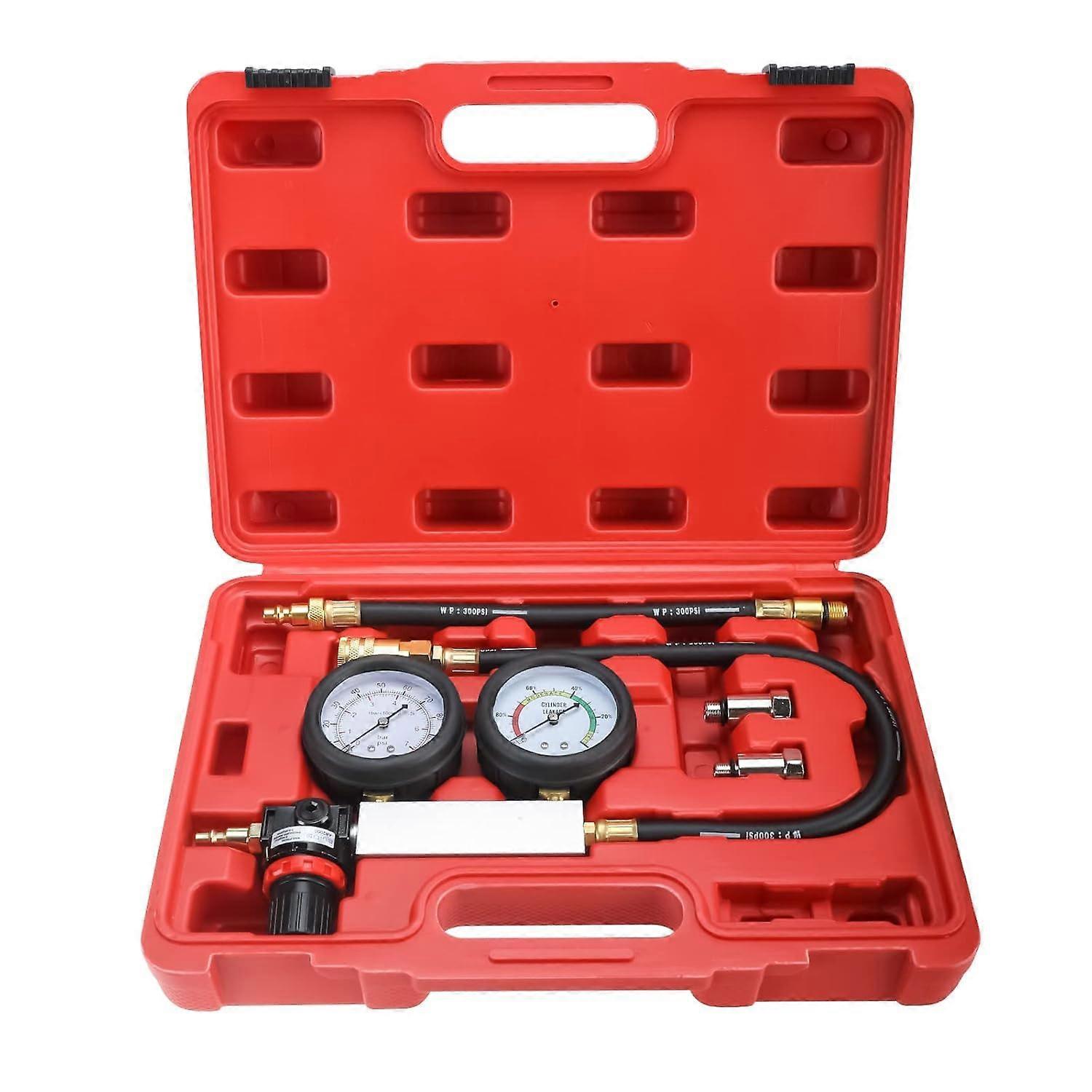 Cylinder Leak Down Tester Kit with Dual Pressure Gauges for Engine Compression Diagnostics in Cars, Trucks & Motorcycles