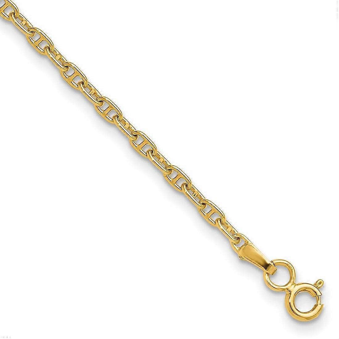 14Kソリッドイエローゴールド2.35mmマリナーズリンクチェーンブレスレット-リンク-女性と男性のためのブレスレット-長さ:7〜8