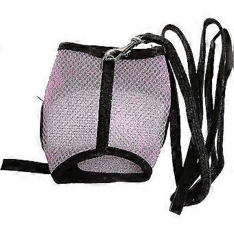 Hamster Rabbit Mesh Harness Leash Ferret Guinea Pig Small Animal Pet Walk - Pink - M