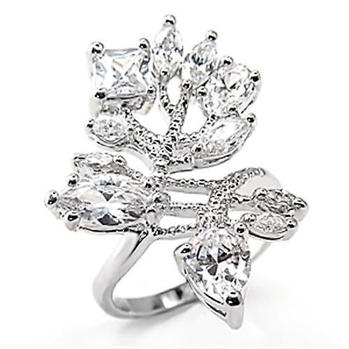 Sterling Silver Ring AAA GRD CZ Clear 7X241 for Women Style Rhodium