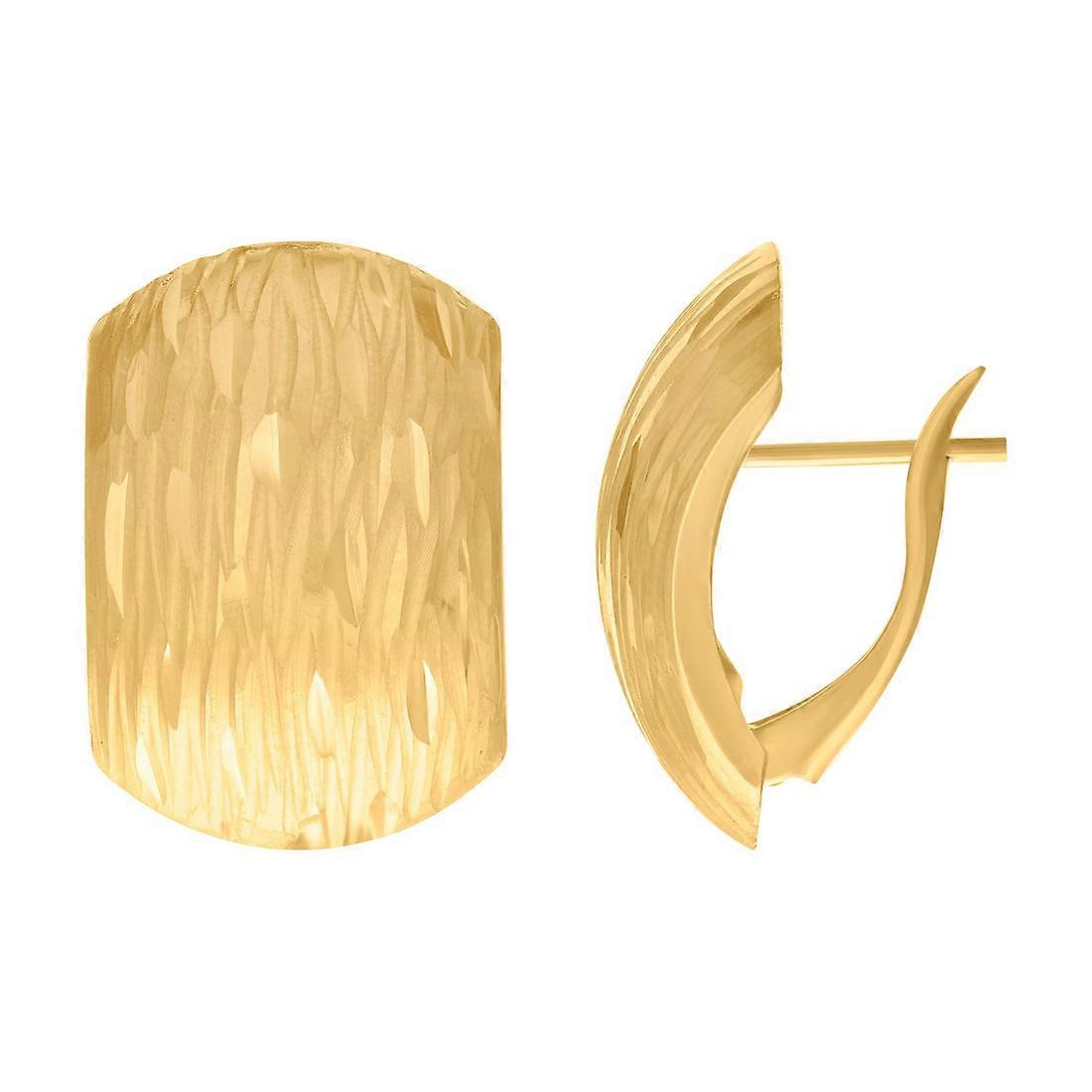 10Kイエローゴールドレディーススパークルカットファッションラッチバックイヤリング女性用20.4x14mmワイドスタッドイヤリング