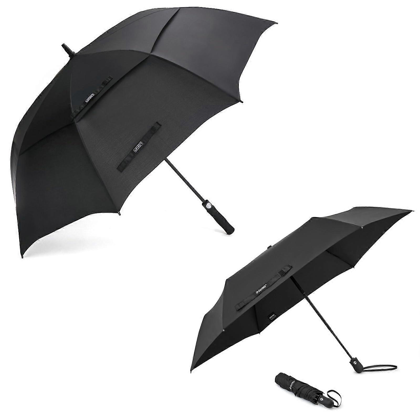 54 Inch Automatic Open Golf Umbrella, Black, Compact Ultralight Travel Umbrella
