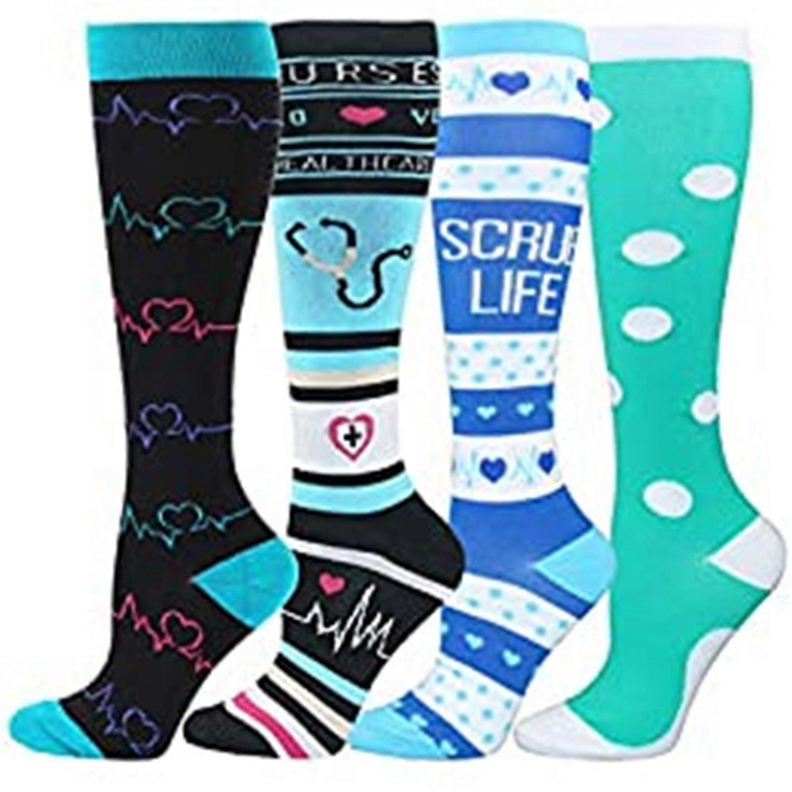 4 Pairs Compressed Socks with 20-30mmHg Graduated Support for Relieving Leg Pains and Boosting Athletic Performances  4 pairs set 9 S  M