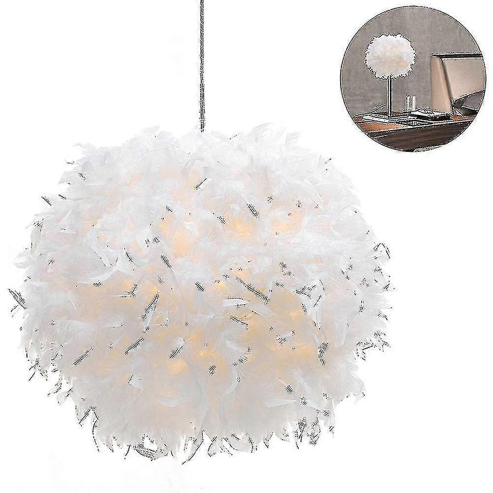 White Feather Ceiling Pendant Light Shade, Non-electrical Lampshade Compatible Floor Lamp And Table Lamp With Shade Reducing Ring Compatible Living Ro