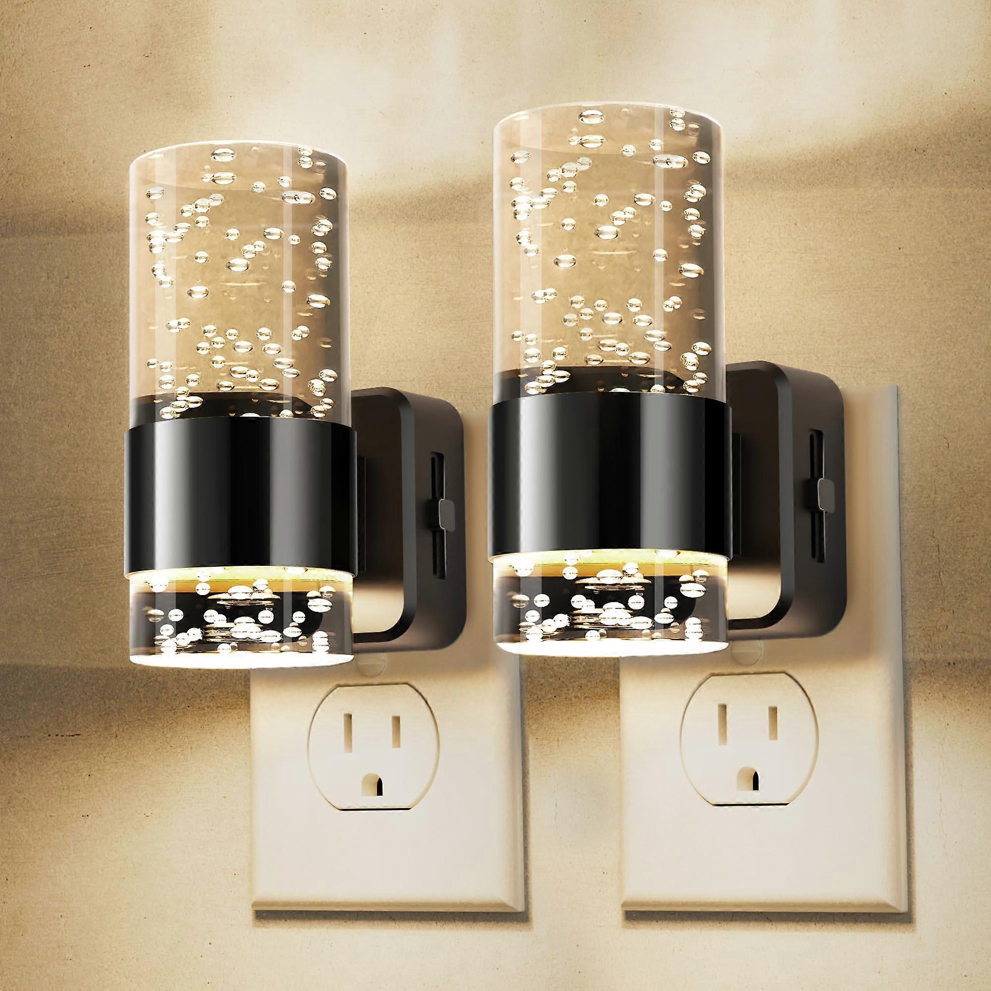 Night Light Dimmable Plug-in Wall Nightlights 2 Pack Acrylic 3000K Adjustable Brightness with Dusk to Dawn Sensor for Bathroom Hallway