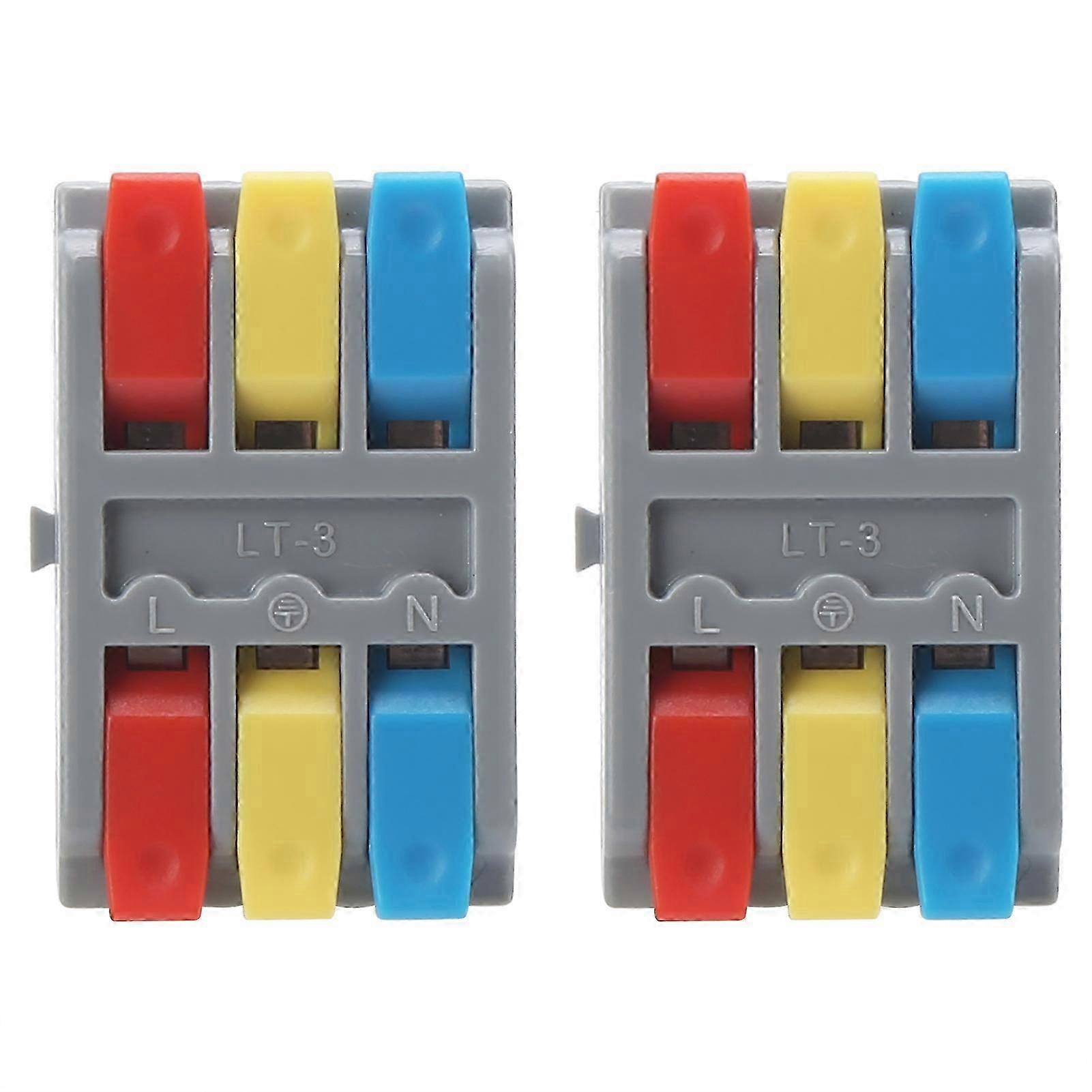 2Pcs Wire Block Clamp Terminal 3Position PushType Electrical Quick Cable Connector LT3 250V