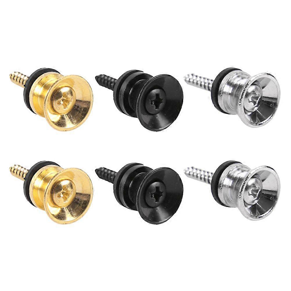 6st Gitarrrem Lås Metallrem Hållare Gitarrrem Knappar för Gitarrrem Metallrem Lås Dubbar