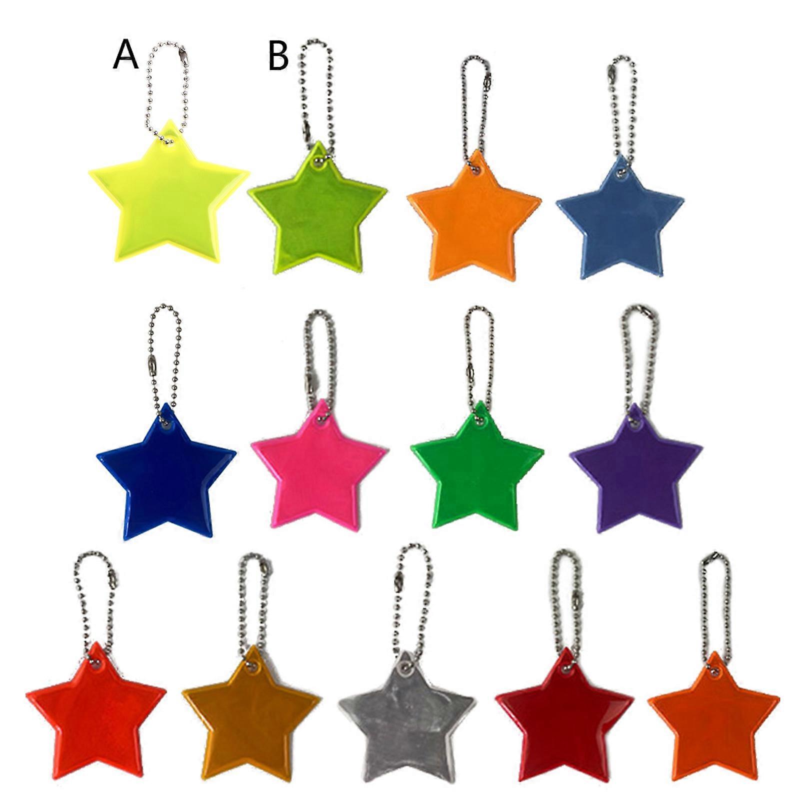 10x/Set for Creative Reflectors Keyrings Car for Key Ring Charm Fashion Reflective Stars Safe Reflector Keychains for Wo C