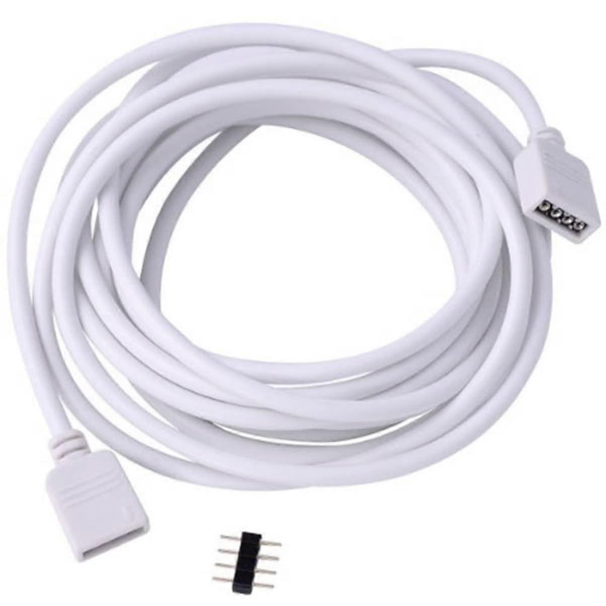 4 Pin LED Strip Connector for RGB LED Light Strips, 1 Meter White Extension Cable, Compatible with 3528 5050 LED Strips